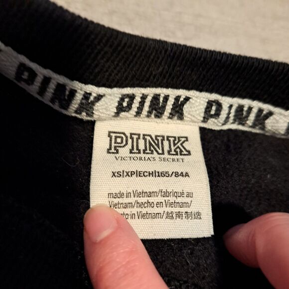 Victoria's Secret PINK Size XS Black Glittery Fleece Pullover - Picture 3 of 7